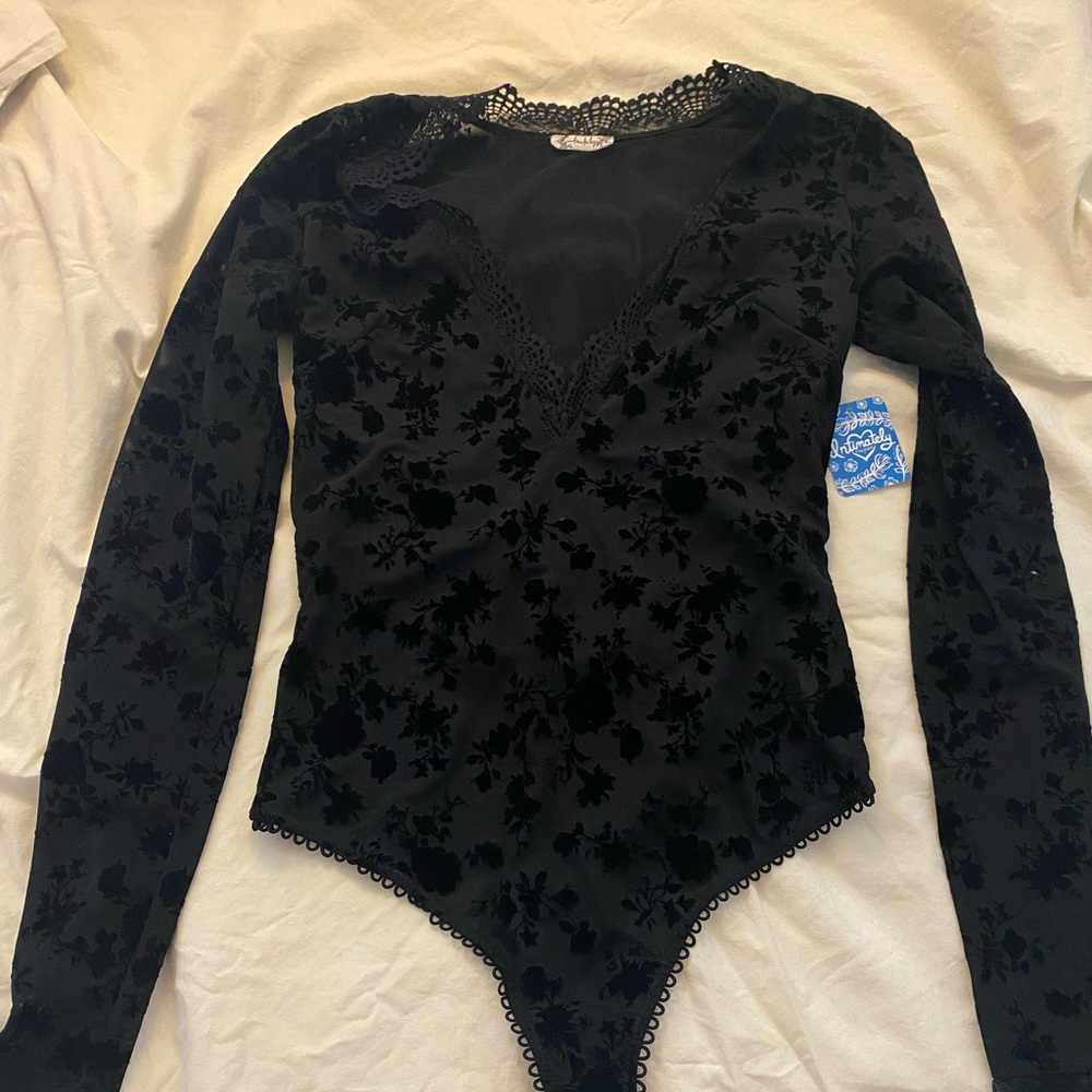 Free People Black Lace Body Suite